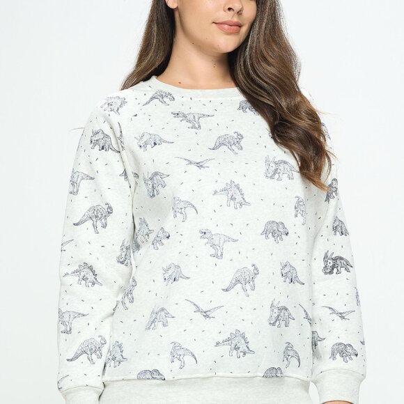 Women's Blue & White Dinosaur Sweater - Picture 1 of 9